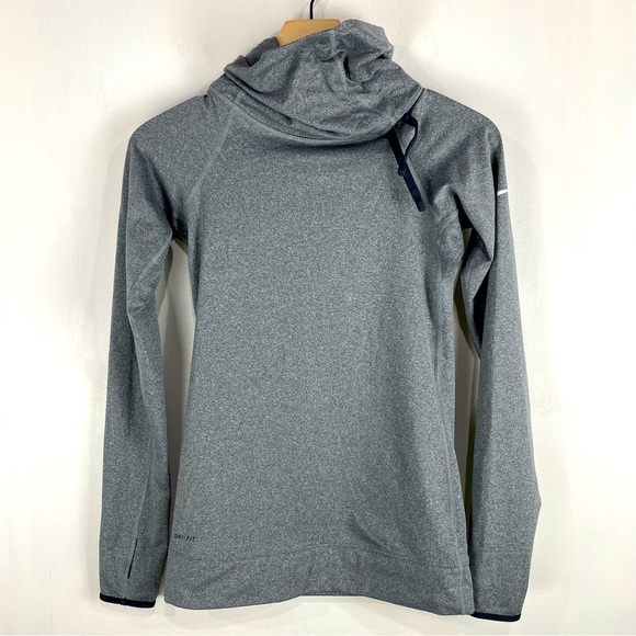 Nike Pro Women's Drawstring High Neck Turtleneck Pullover Shirt Top Gray Size XS - Picture 1 of 6
